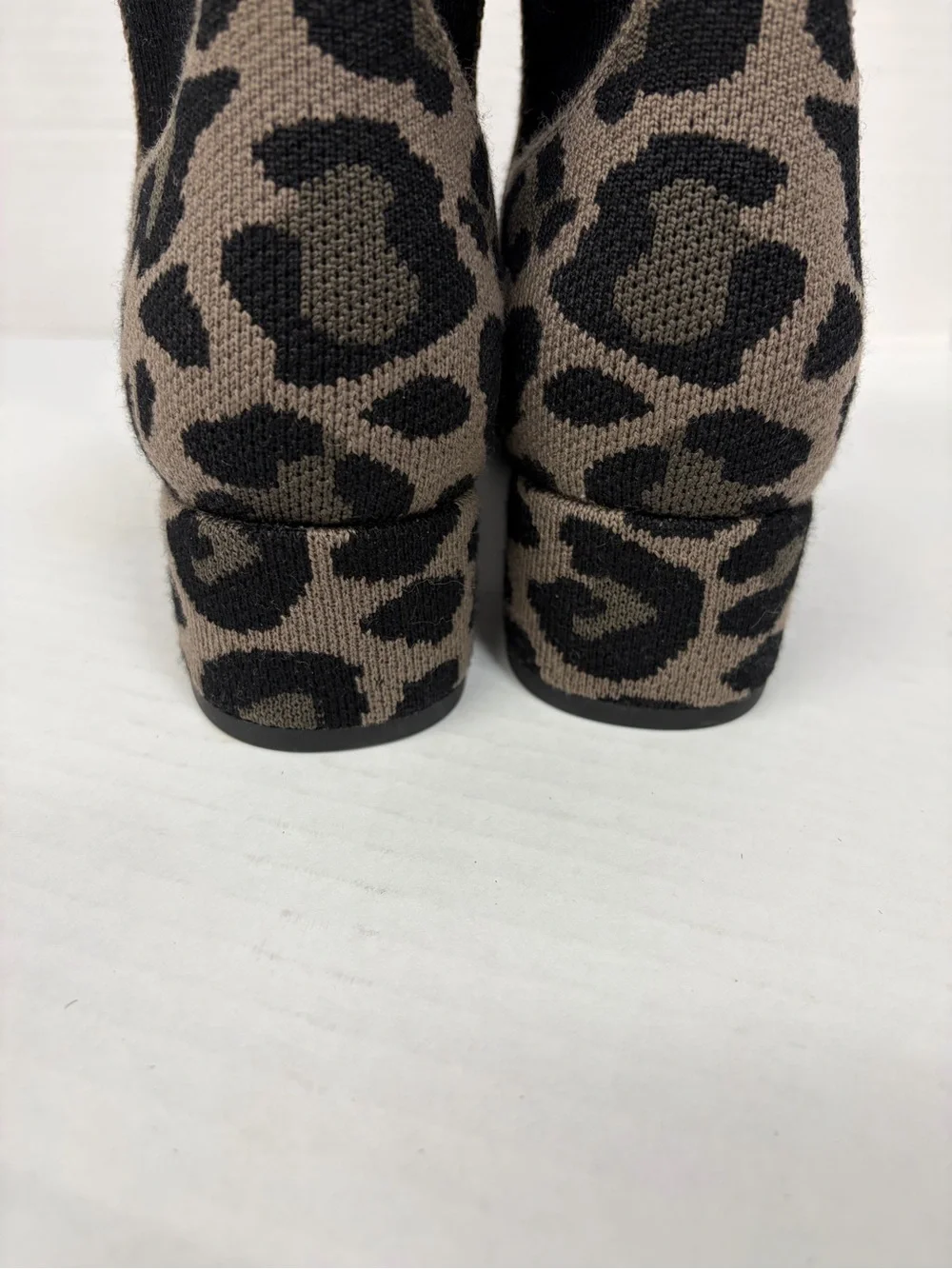 Rothy’s The Classic Boot Gray Black - Knit Cool Cat (Leopard Print) Size 9.5